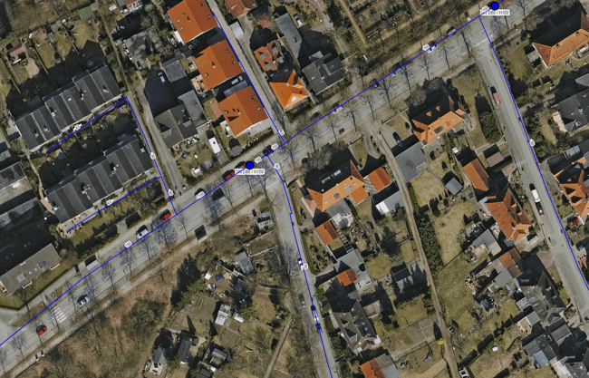 Kartenbild mit Hydranten und HR-Leitungen auf Luftbild