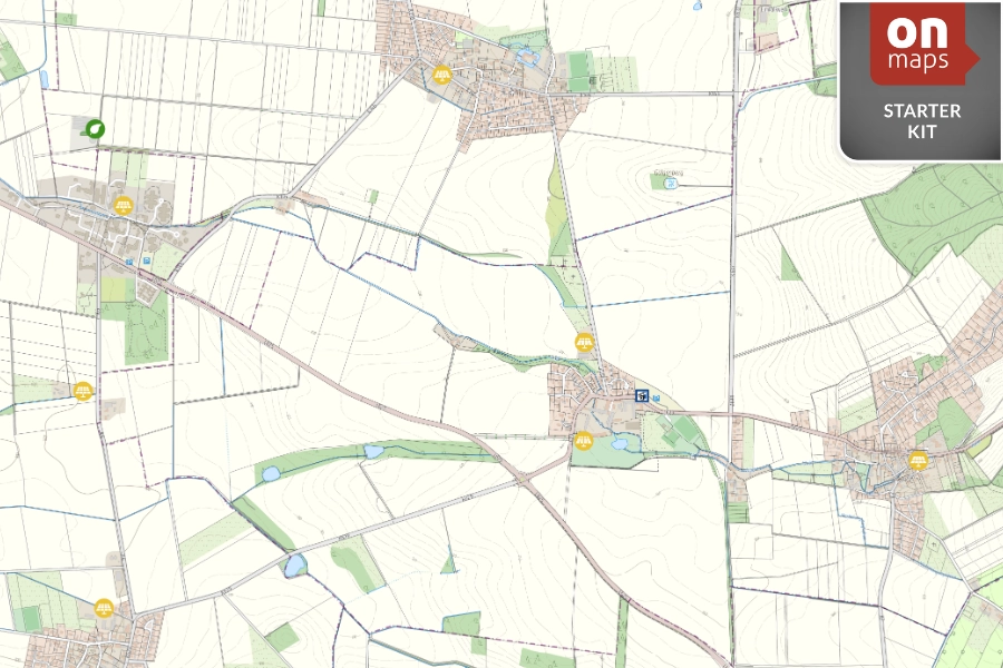 Topografische Karte mit Höhenlinien und Infrastruktur – StarterKit Stadtwerke onmaps